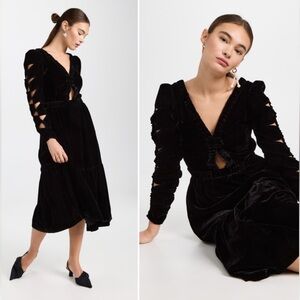 Sea Mayde Velvet Cutout Midi Dress